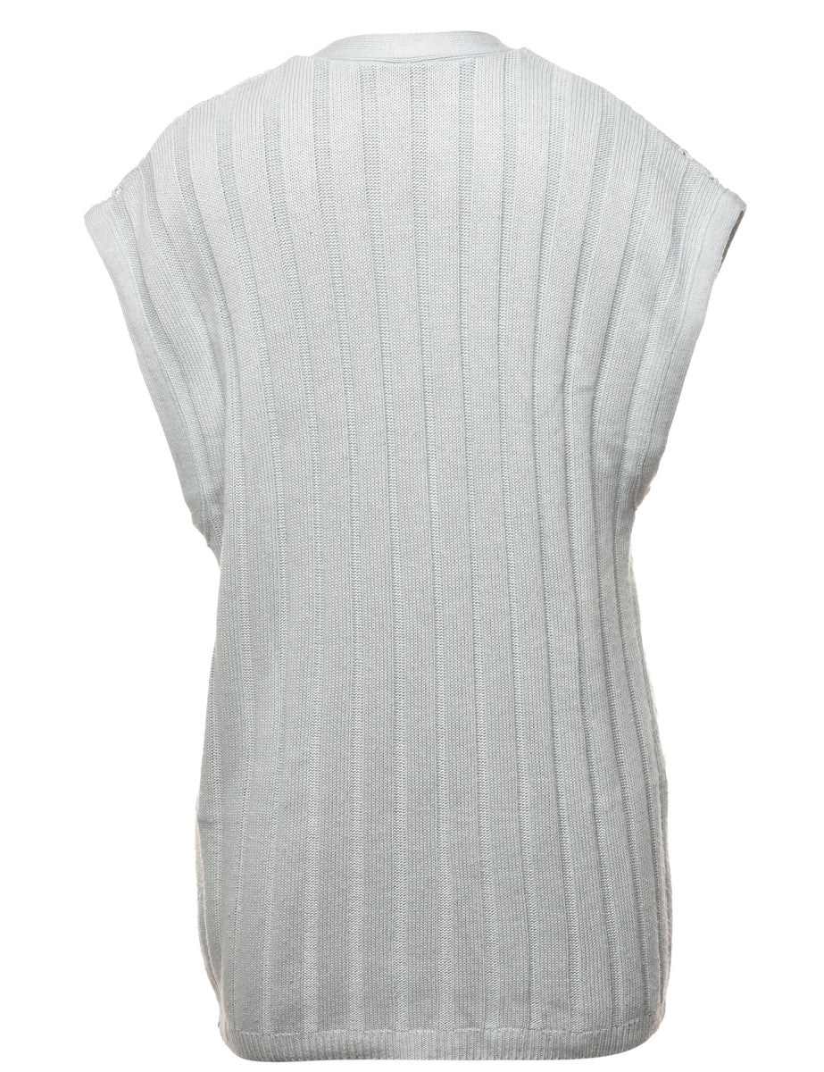 Button Front Sweater Vest - L