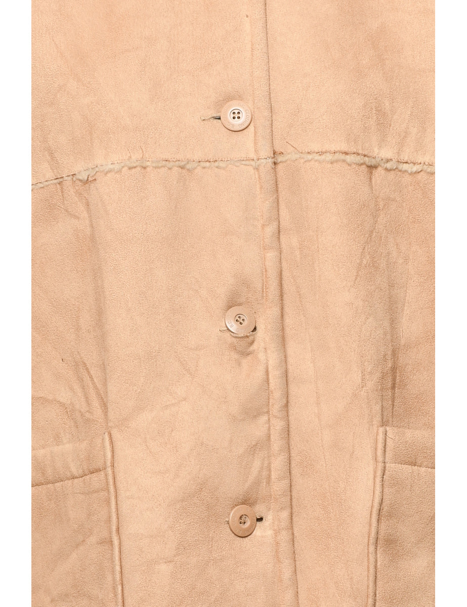 Light Brown Shearling Lined Coat - L