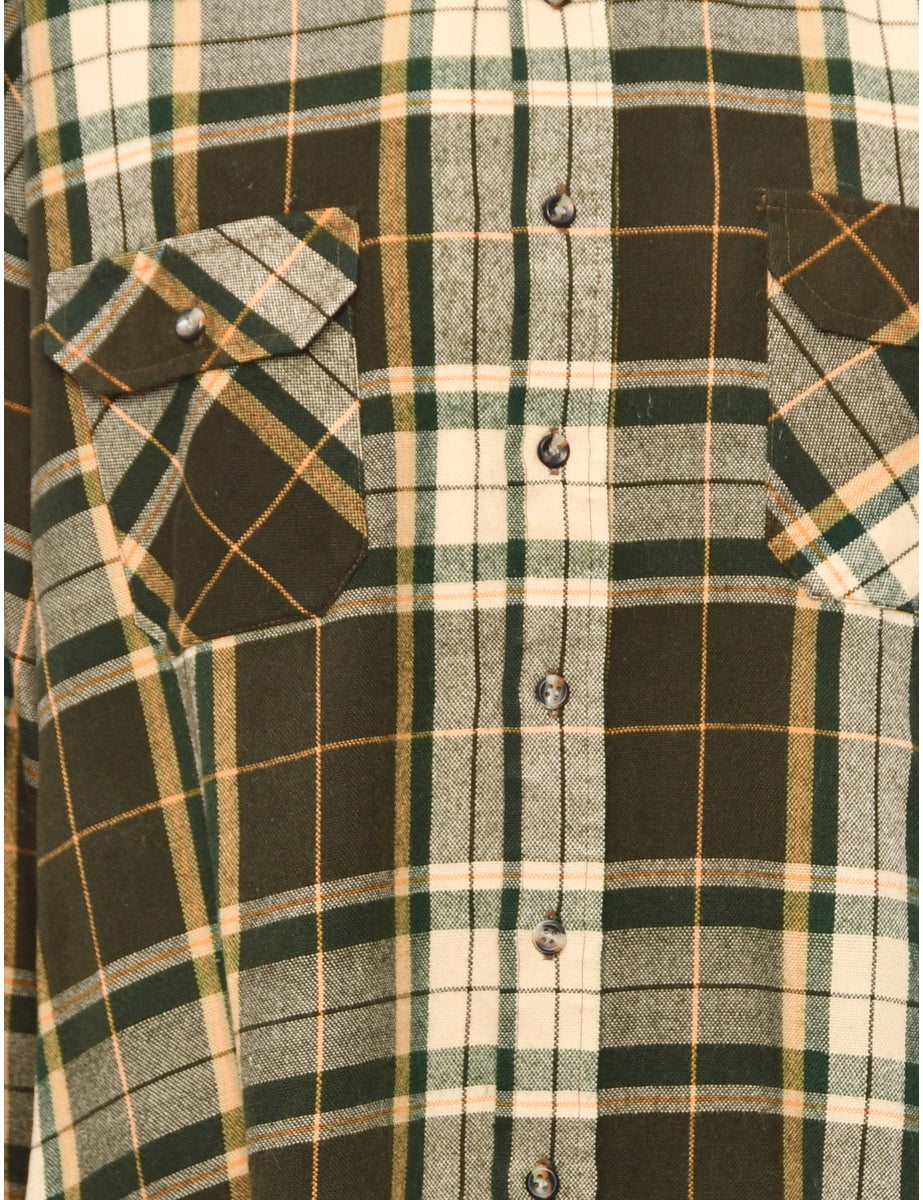 Long Sleeved Green Checked Shirt - XL