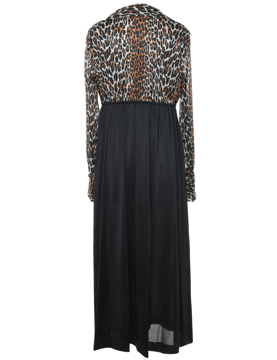 Leopard Print Black & Brown Bed Jacket - M