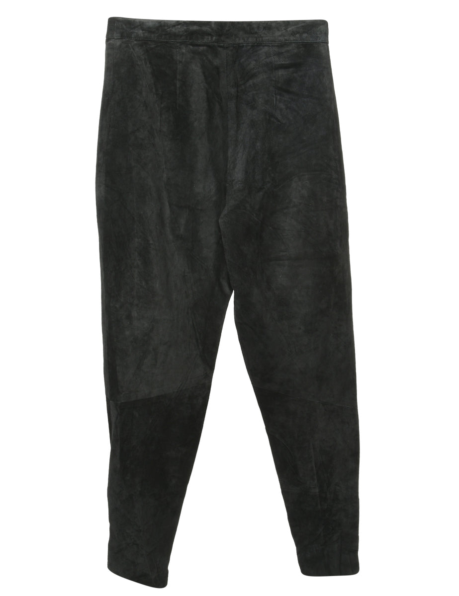 Black Suede Trousers - W30 L31