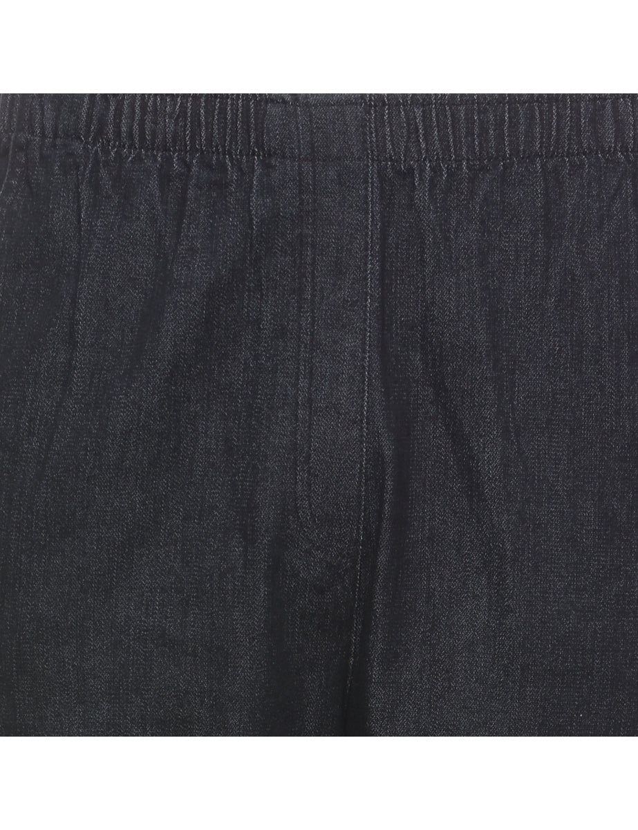 Black Elasticated Waist Denim Trousers - W28 L28