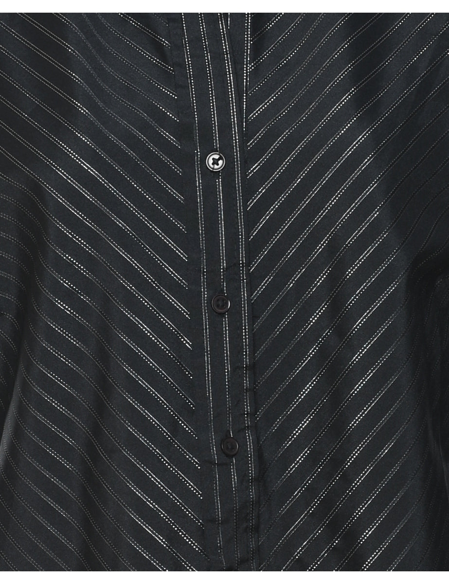 Striped Black & Silver Striped Shirt - L