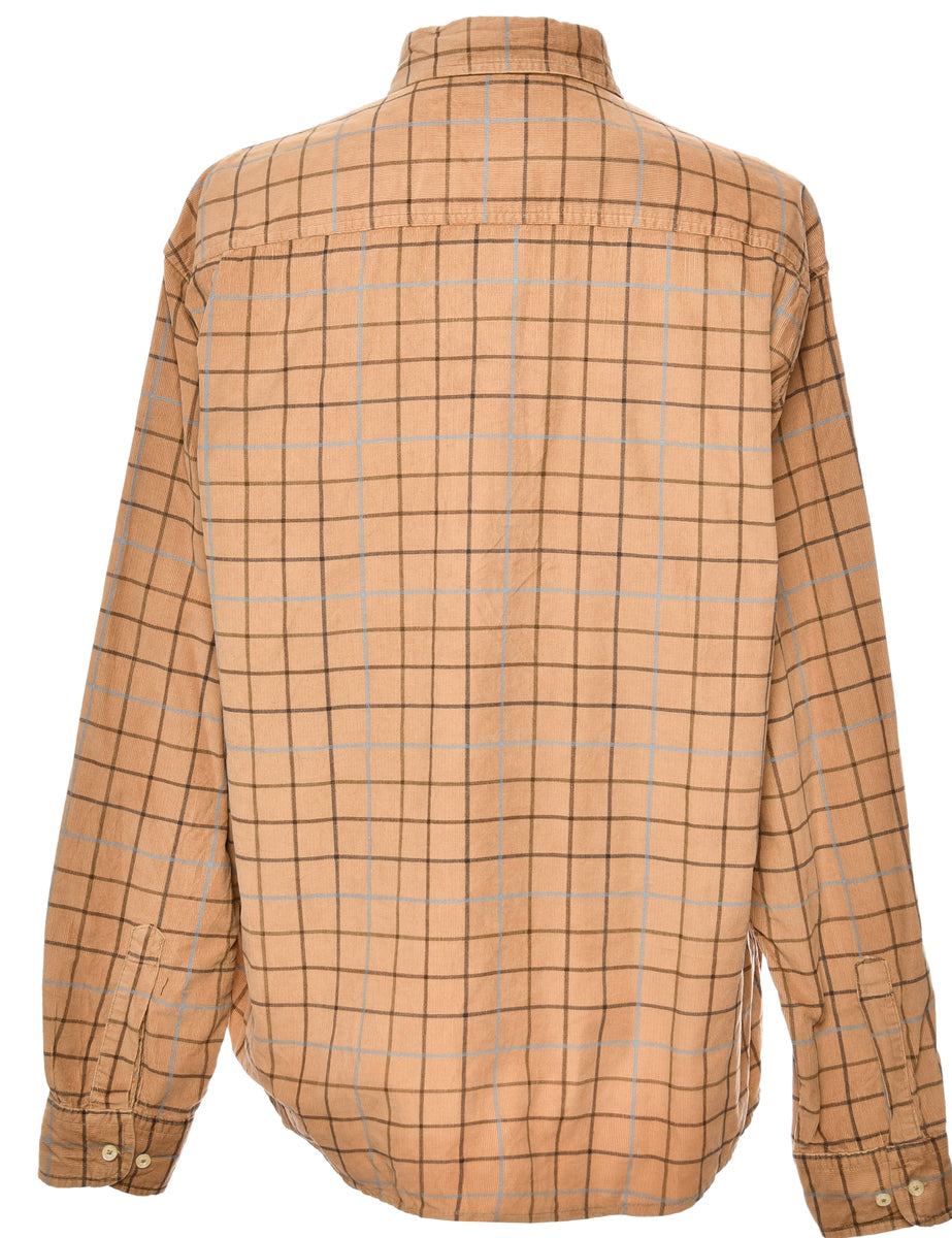 Corduroy Beige & Black Checked Shirt - XL