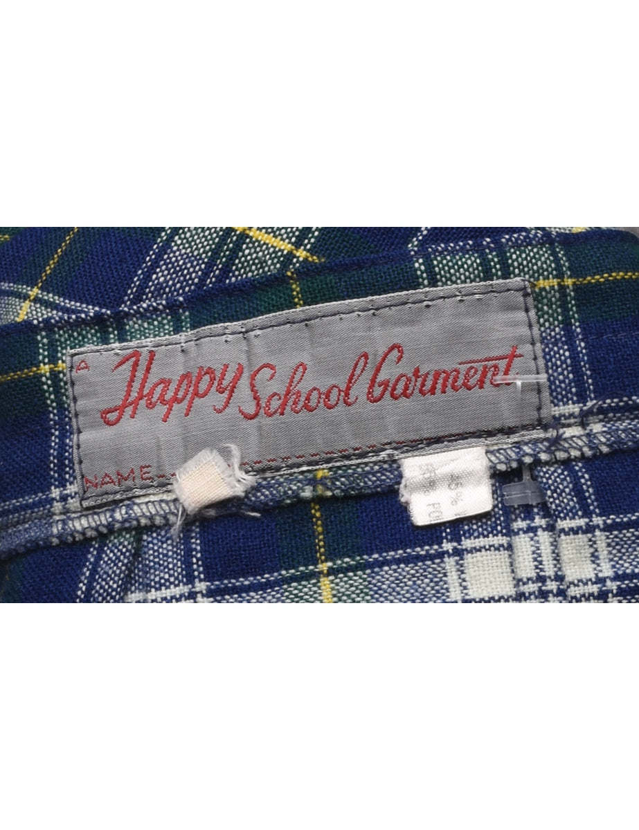 Plaid Navy Midi Skirt - S