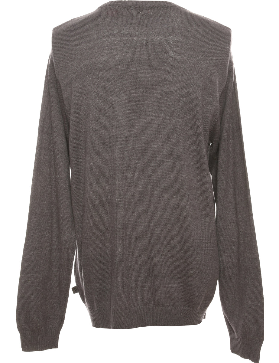 Dark Grey Izod Patterned Knit Jumper - M