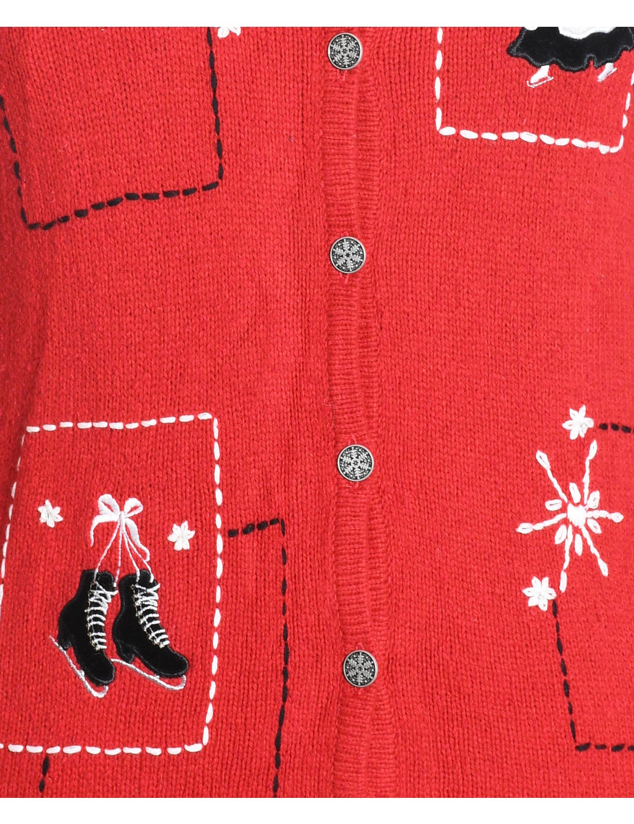 Red Christmas Cardigan - S