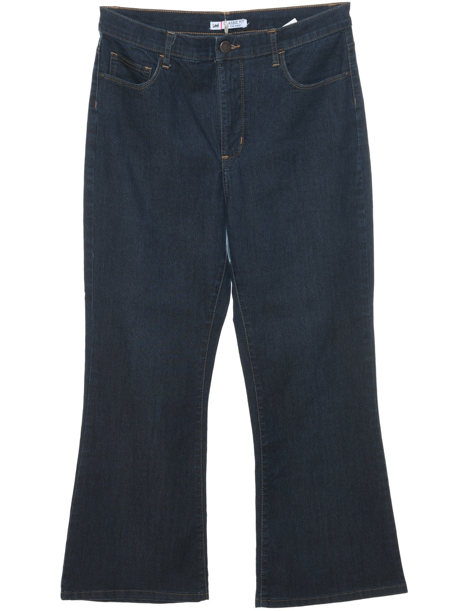 Boot Cut Lee Cropped Dark Wash Jeans - W32 L27