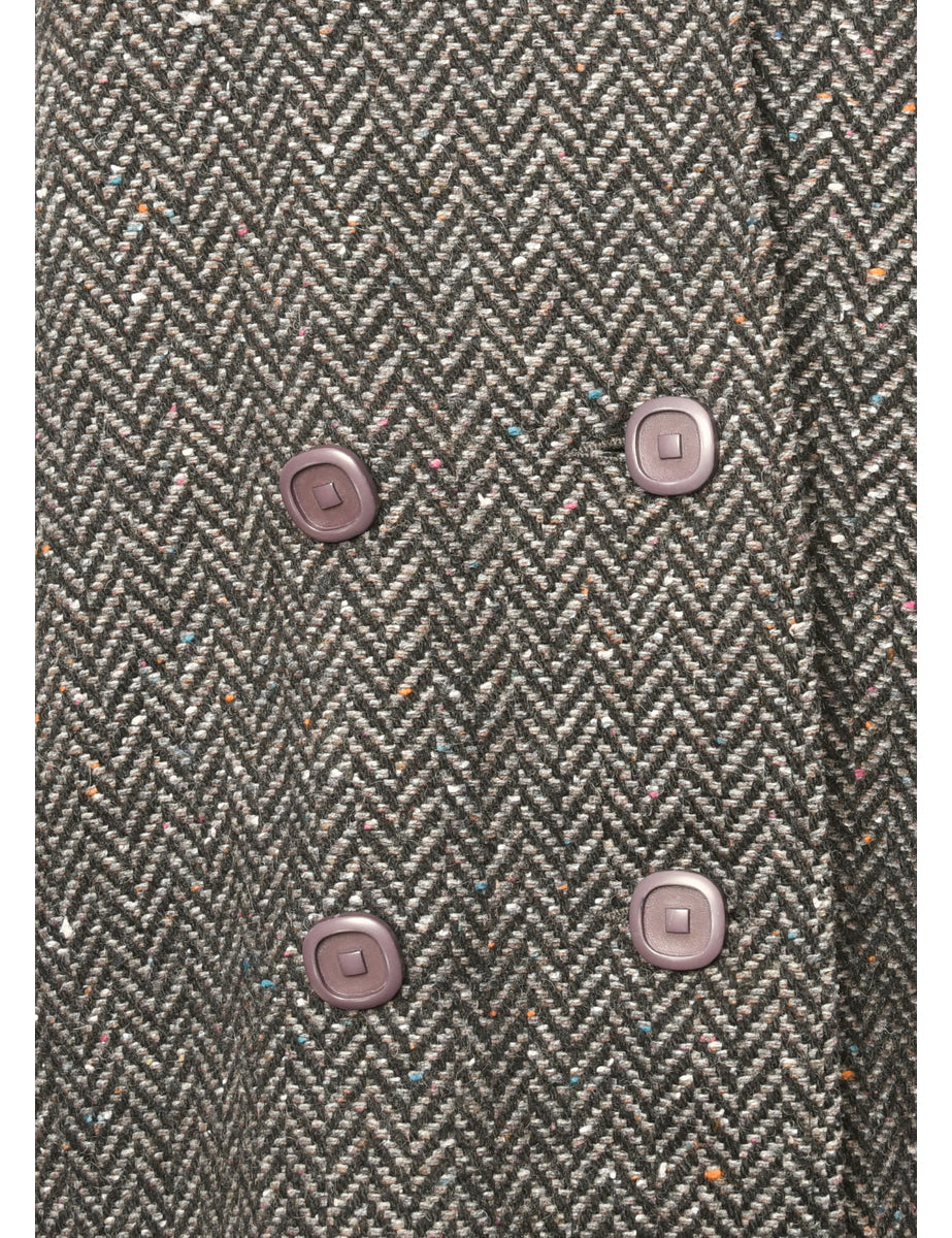 Herringbone Wool Coat - L