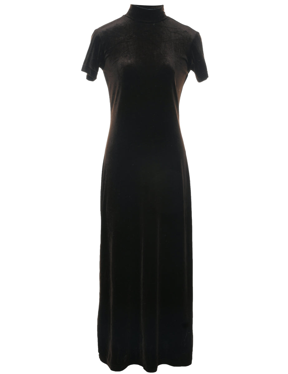 Velvet Dark Brown Evening Dress - S