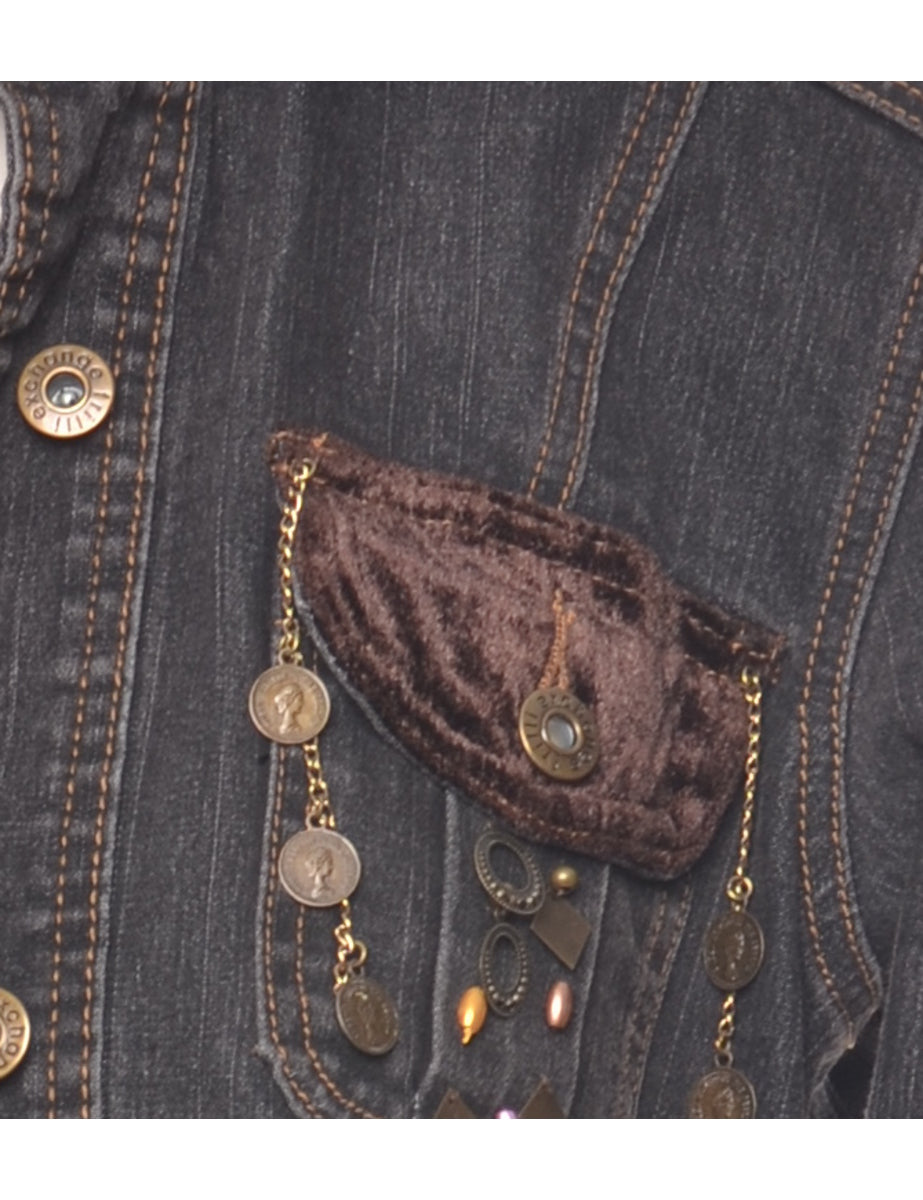 Button Front Denim Jacket - S