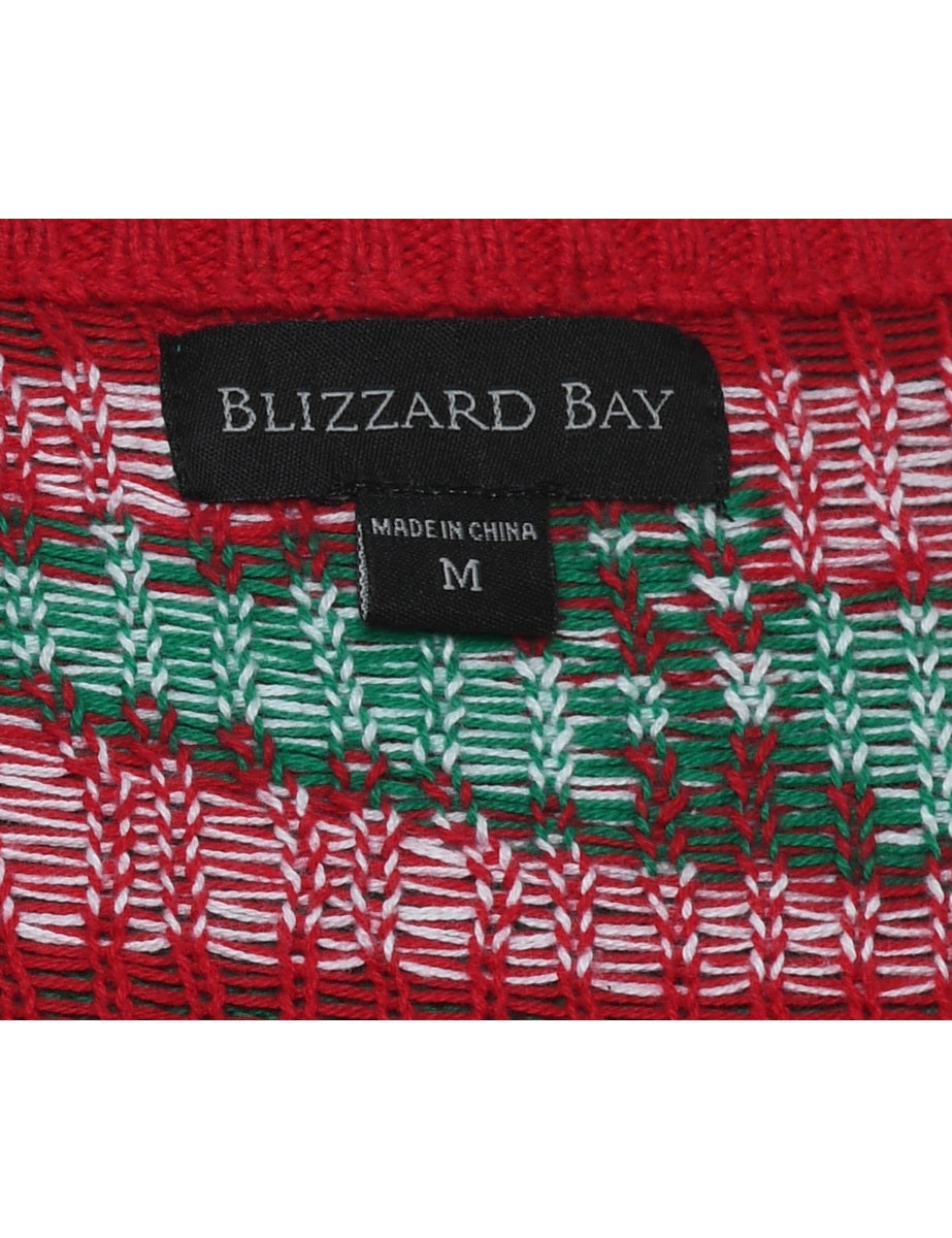 Green & Red Santa Claus Design Jumper - M