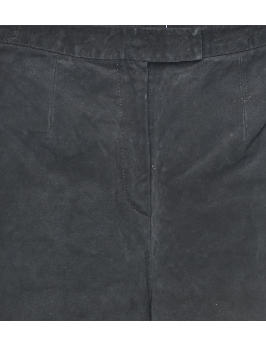 Black Suede Tapered Trousers - W29 L29
