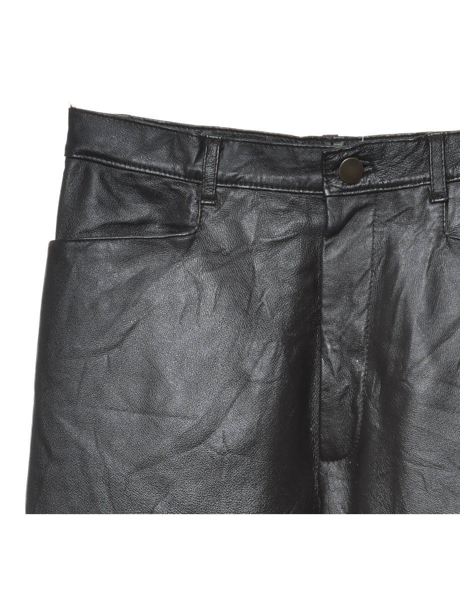 Leather Black Classic Trousers - W26 L30