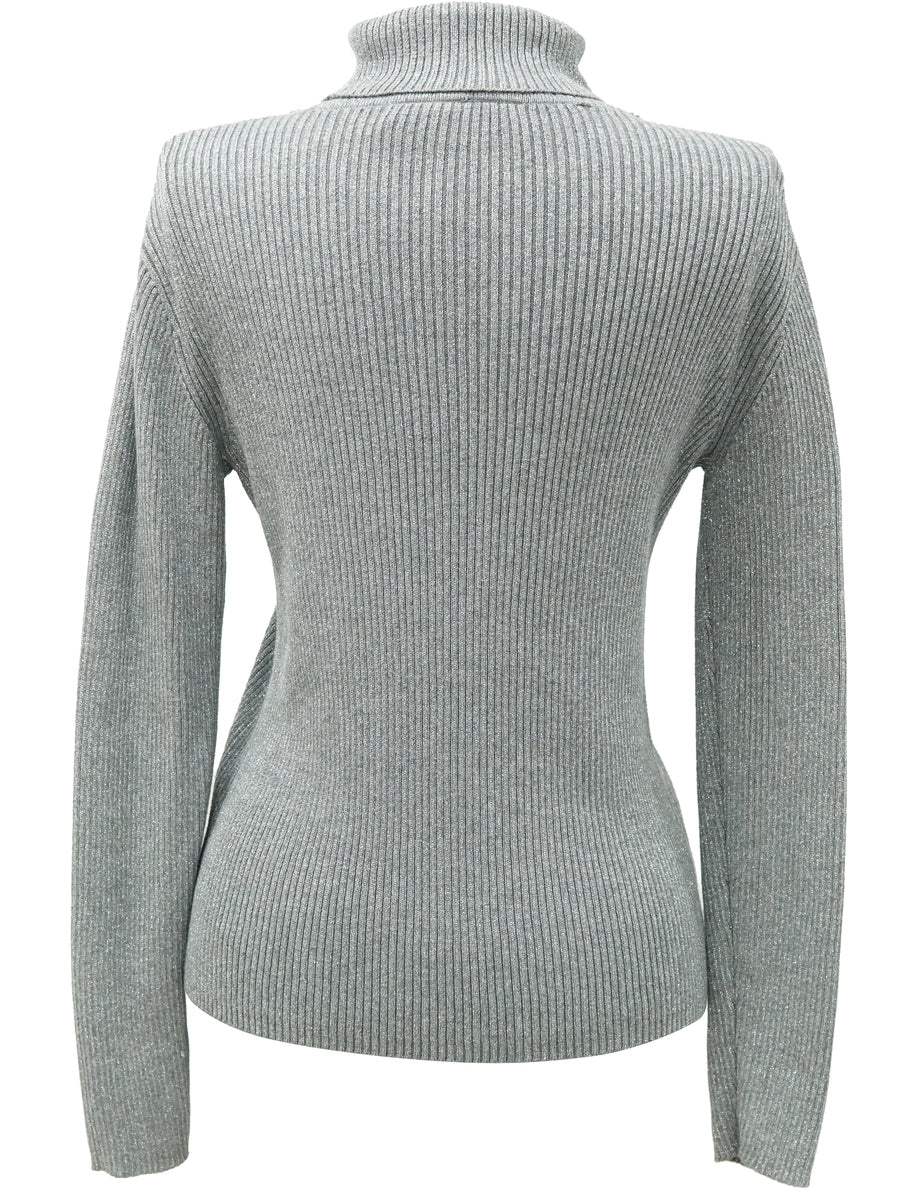 Knitted Polo Neck Jumper - L