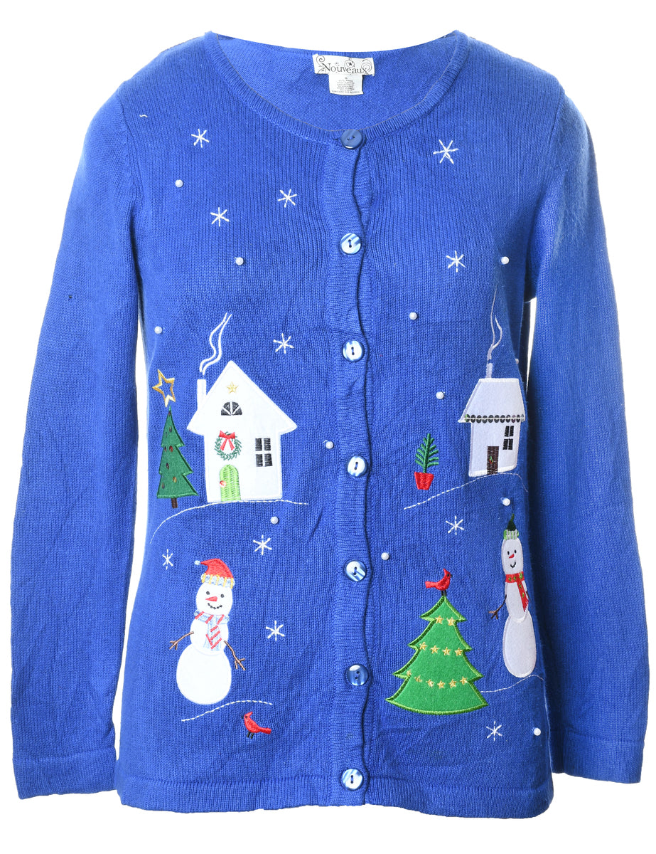 Snowman Christmas Cardigan - S
