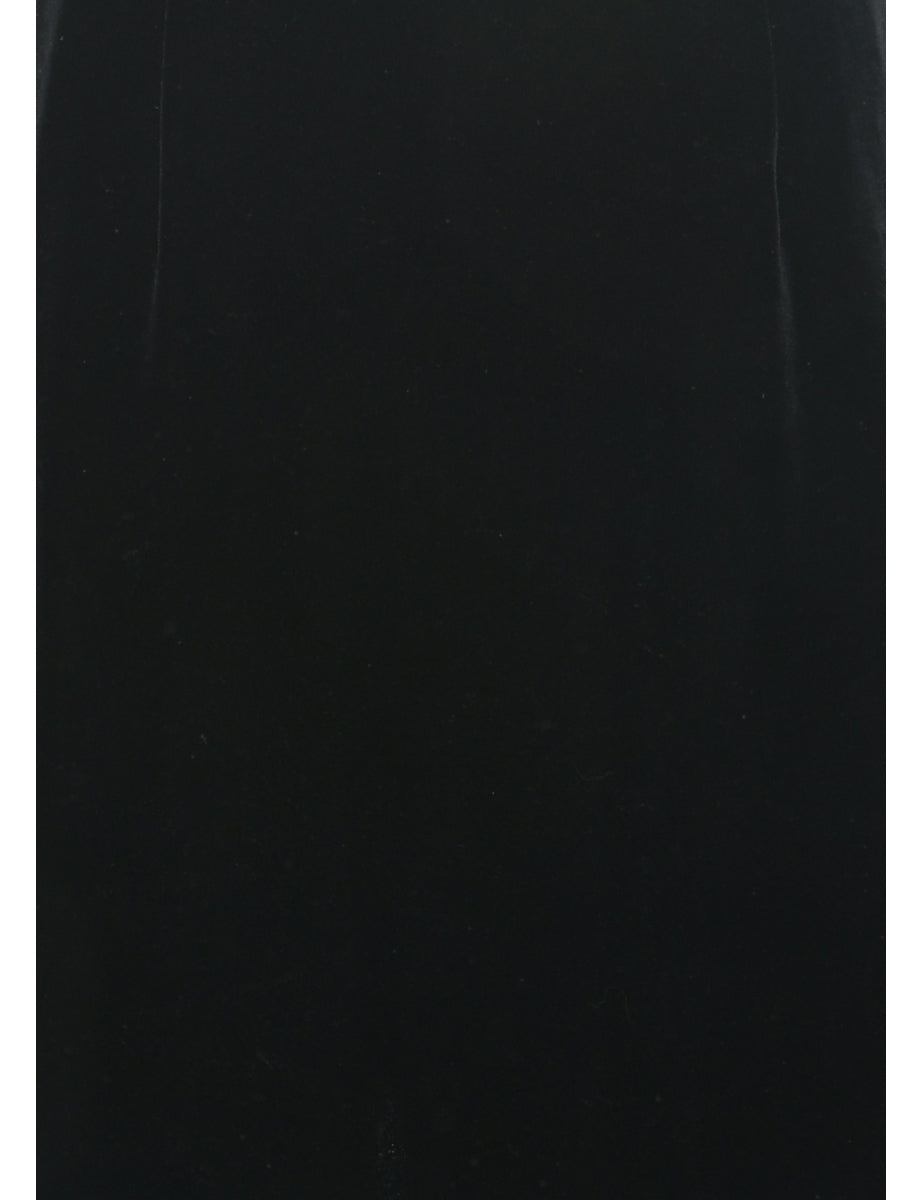 Velvet Black Evening Dress - S