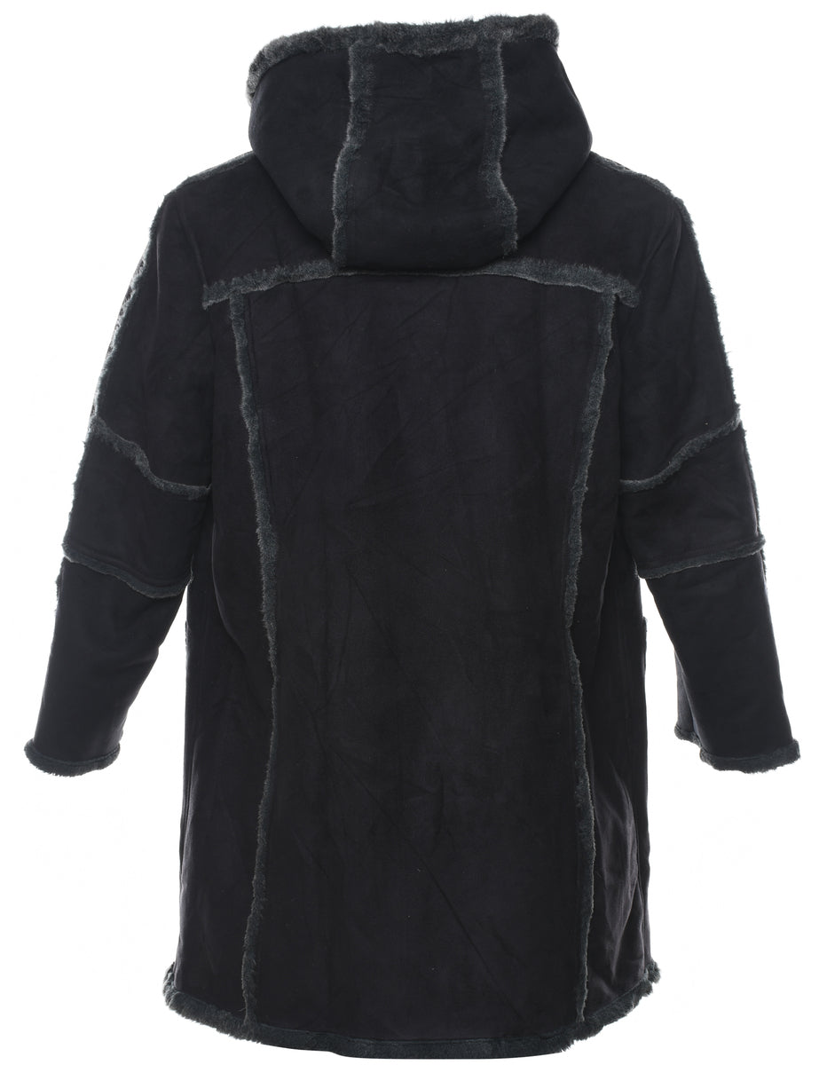 Hooded Black Coat - XL