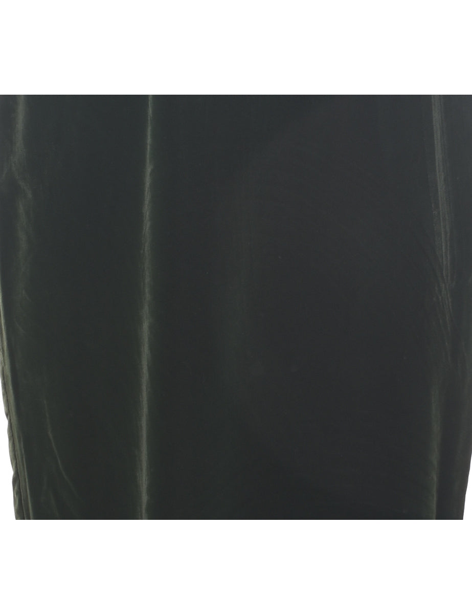 Dark Green Velvet Evening Dress - M