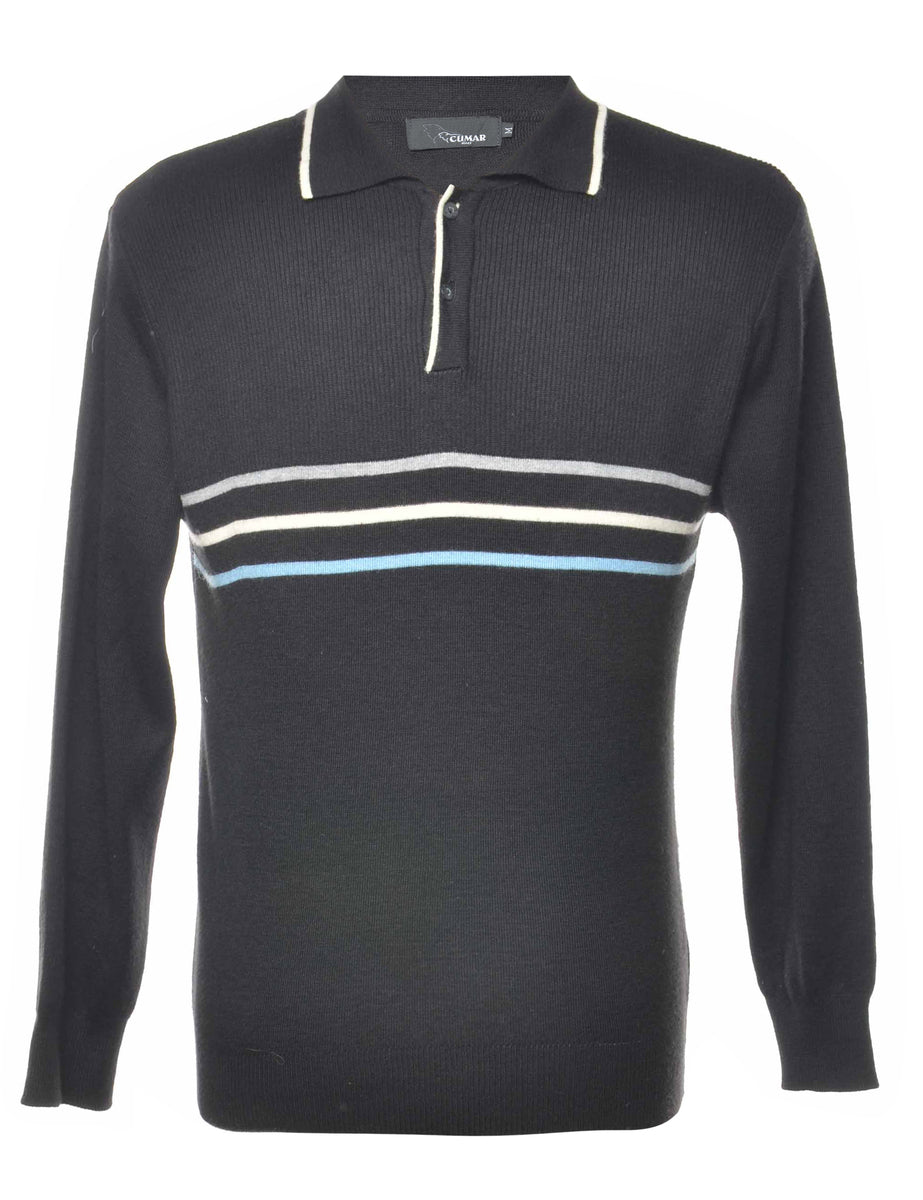 Striped Black Jumper - M