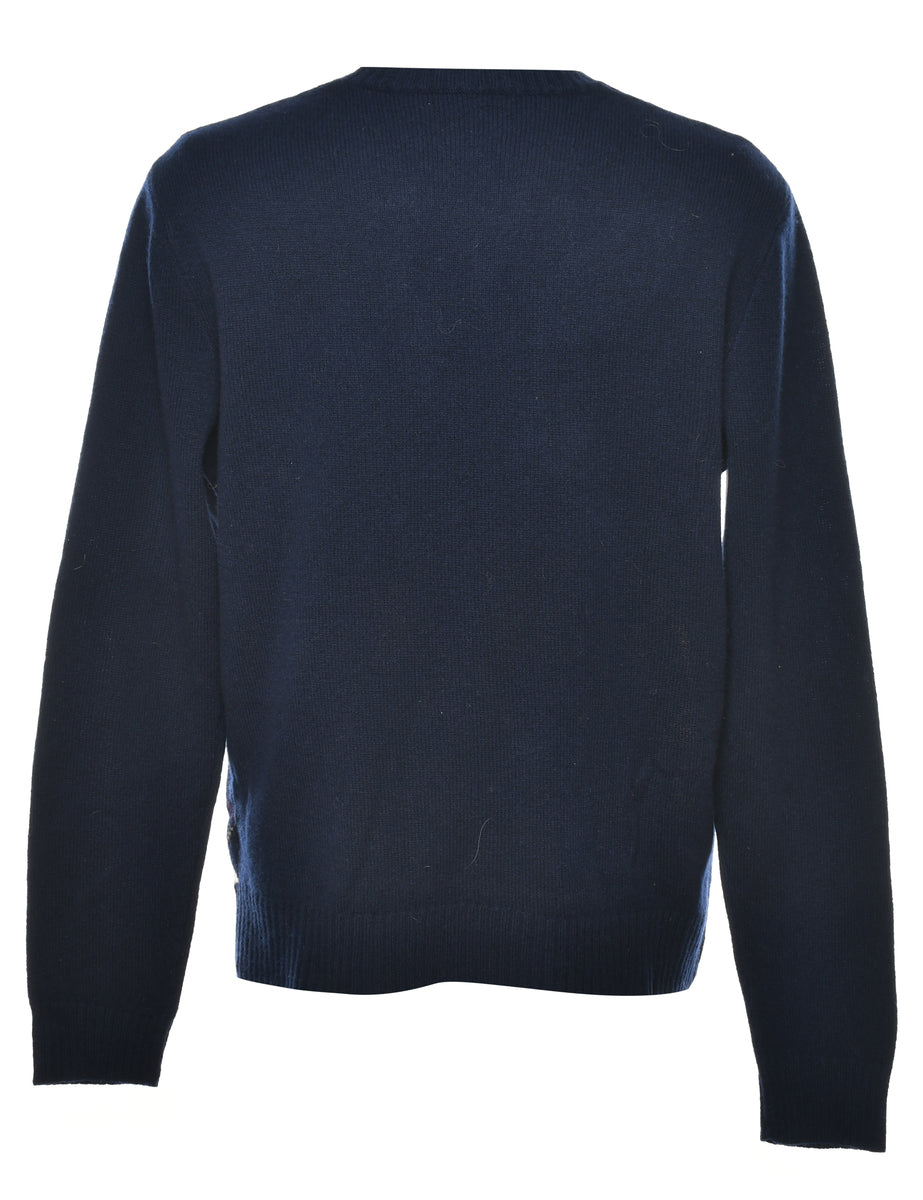 Navy Argyle Jumper - XL
