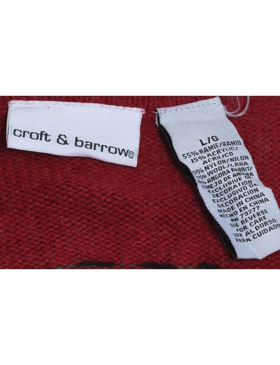 Festive Print Christmas Cardigan - L