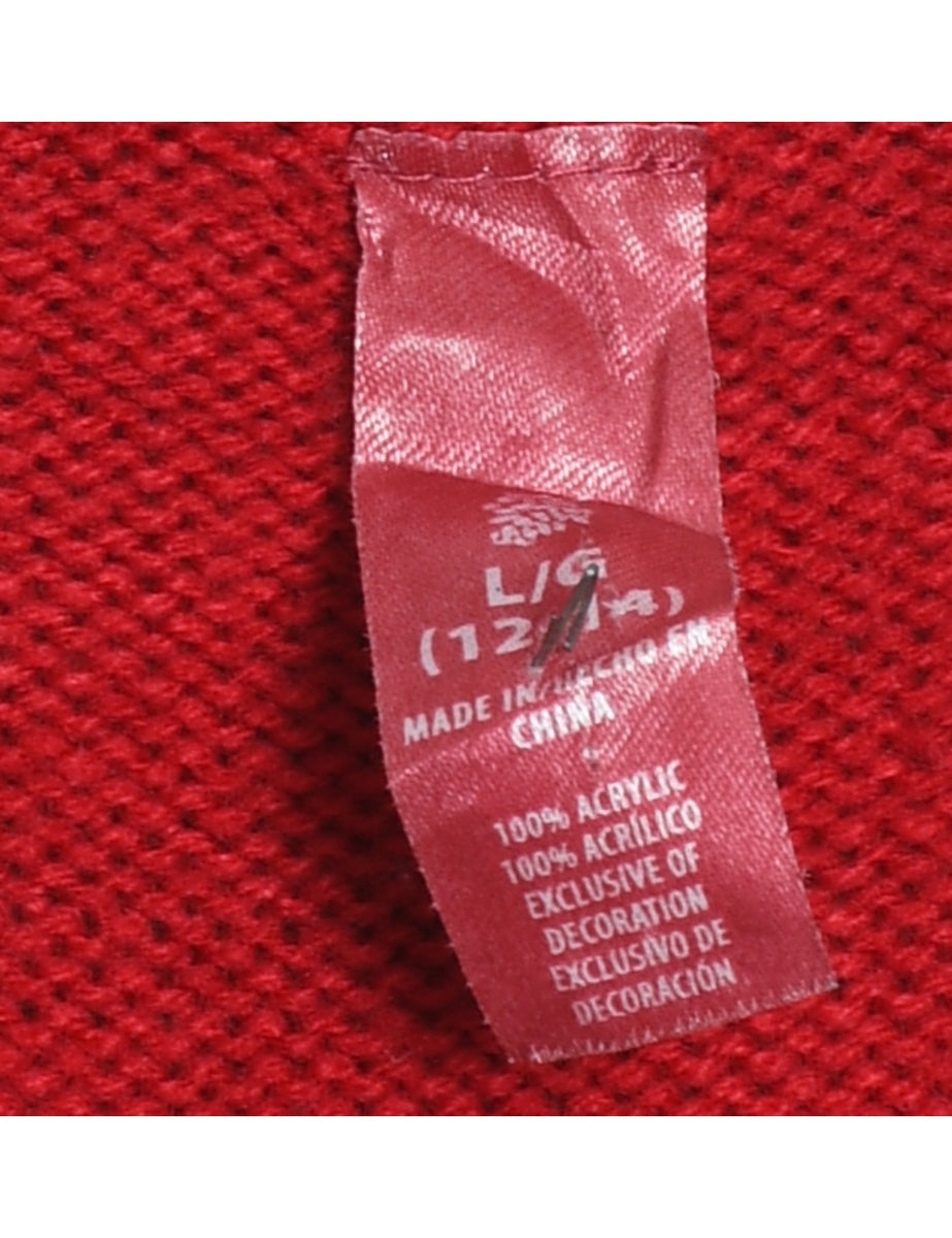Santa Claus Red Knit Christmas Jumper - L