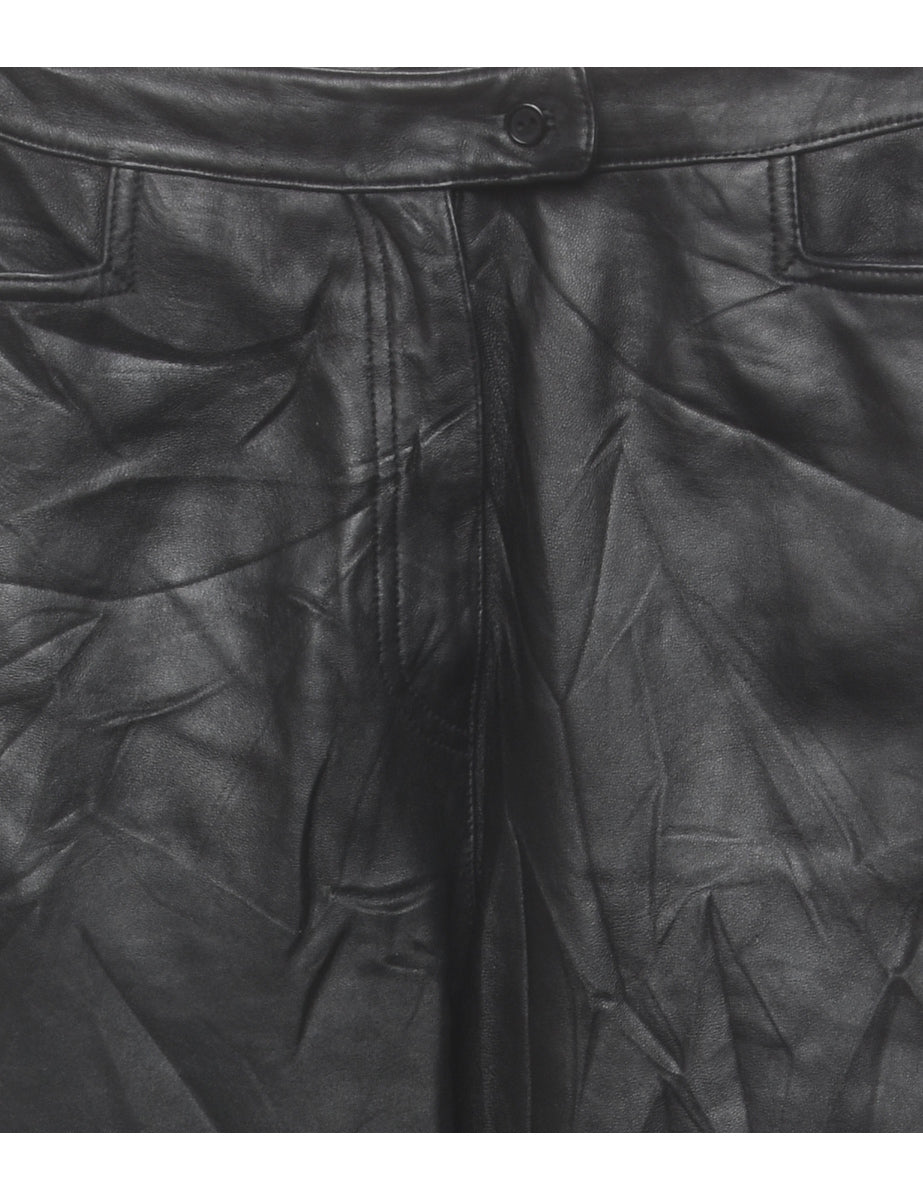 Tapered Leather Black Trousers - W31 L31
