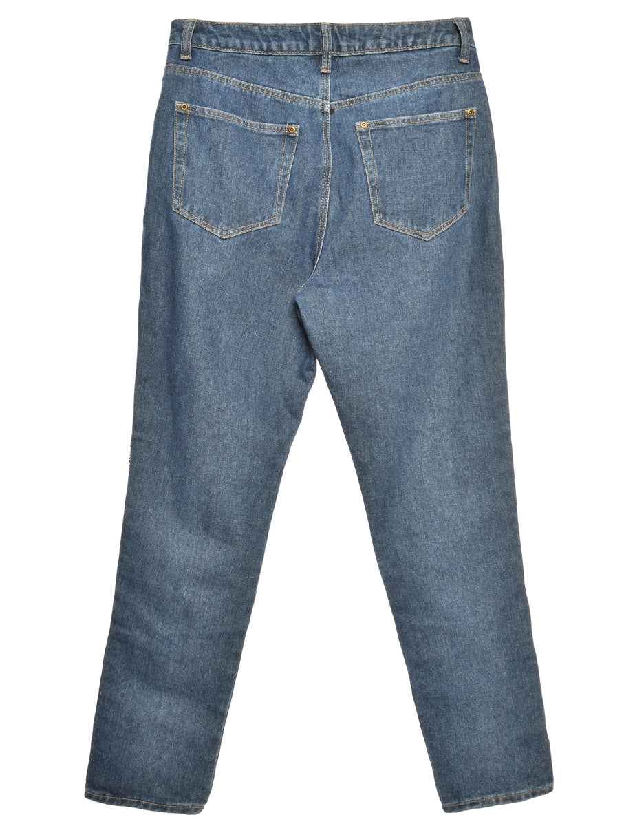 Zip Front Indigo Straight Fit Jeans - W30 L31