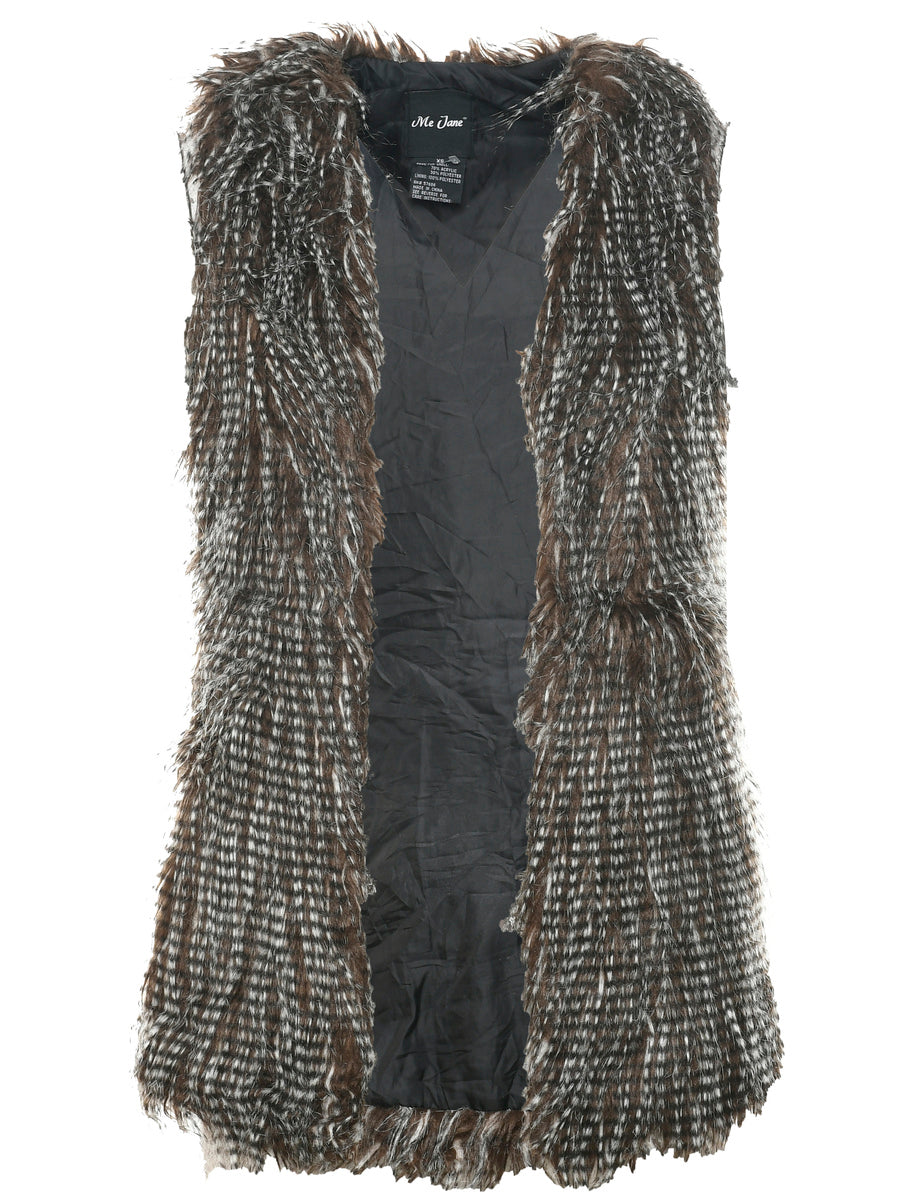Brown Faux Fur Jacket - S