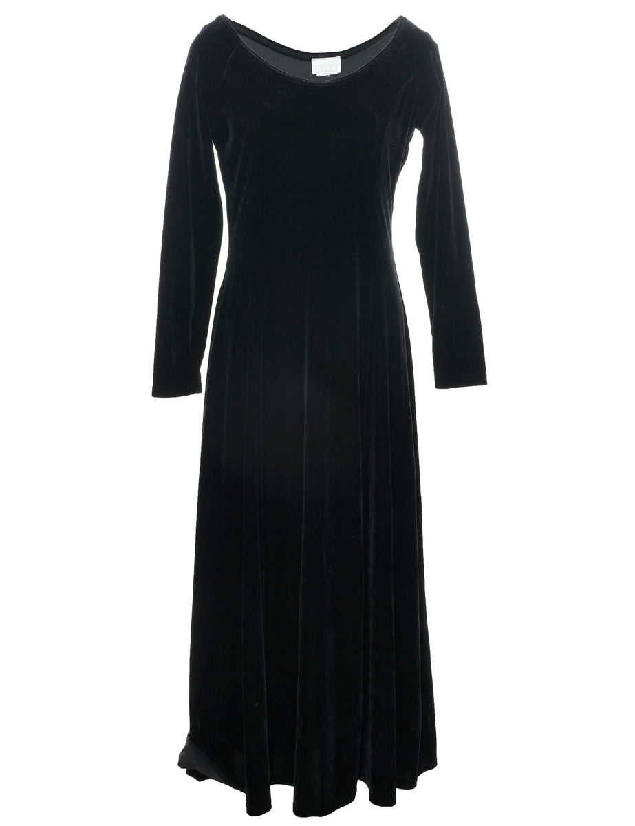 Velvet Black Evening Dress - M