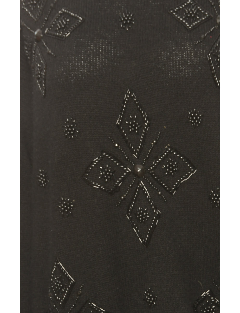 Embellished Black Jumper - M