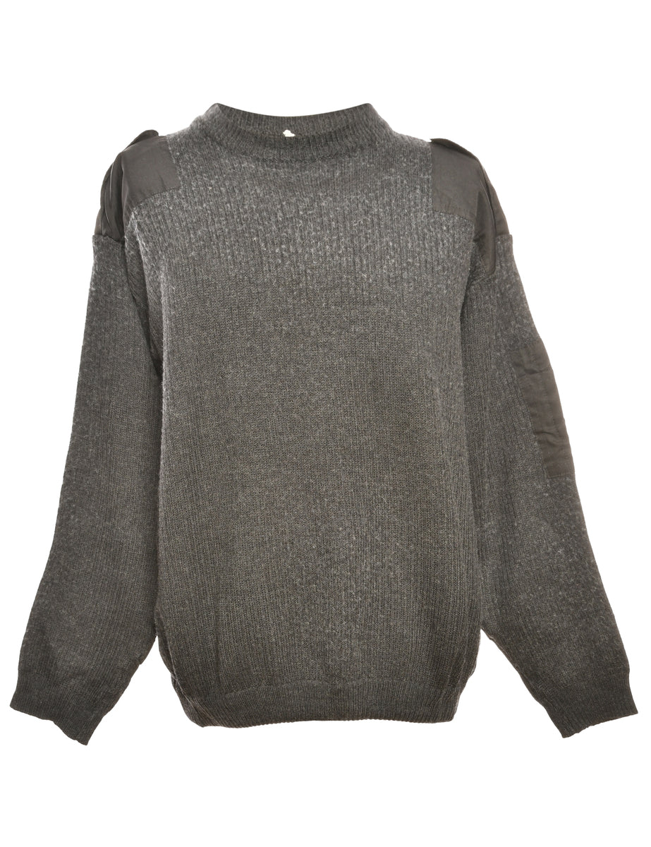 Long Sleeved Grey Knit Jumper - M