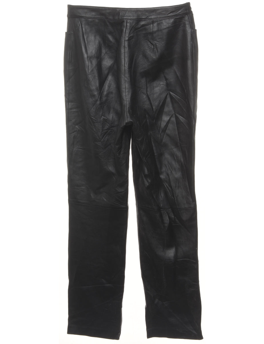 Tapered Leather Black Trousers - W31 L31