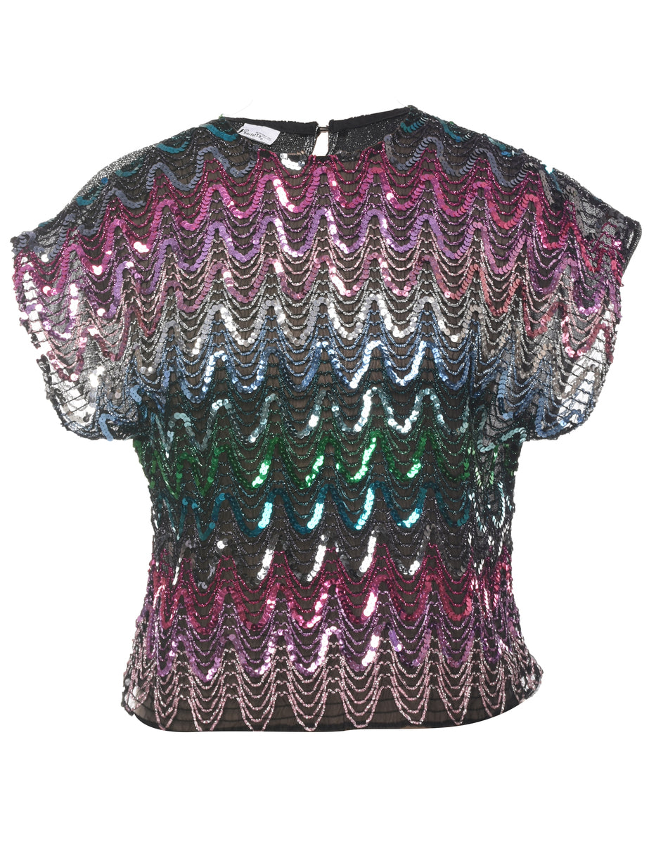 Lurex Sequins Evening Top - L