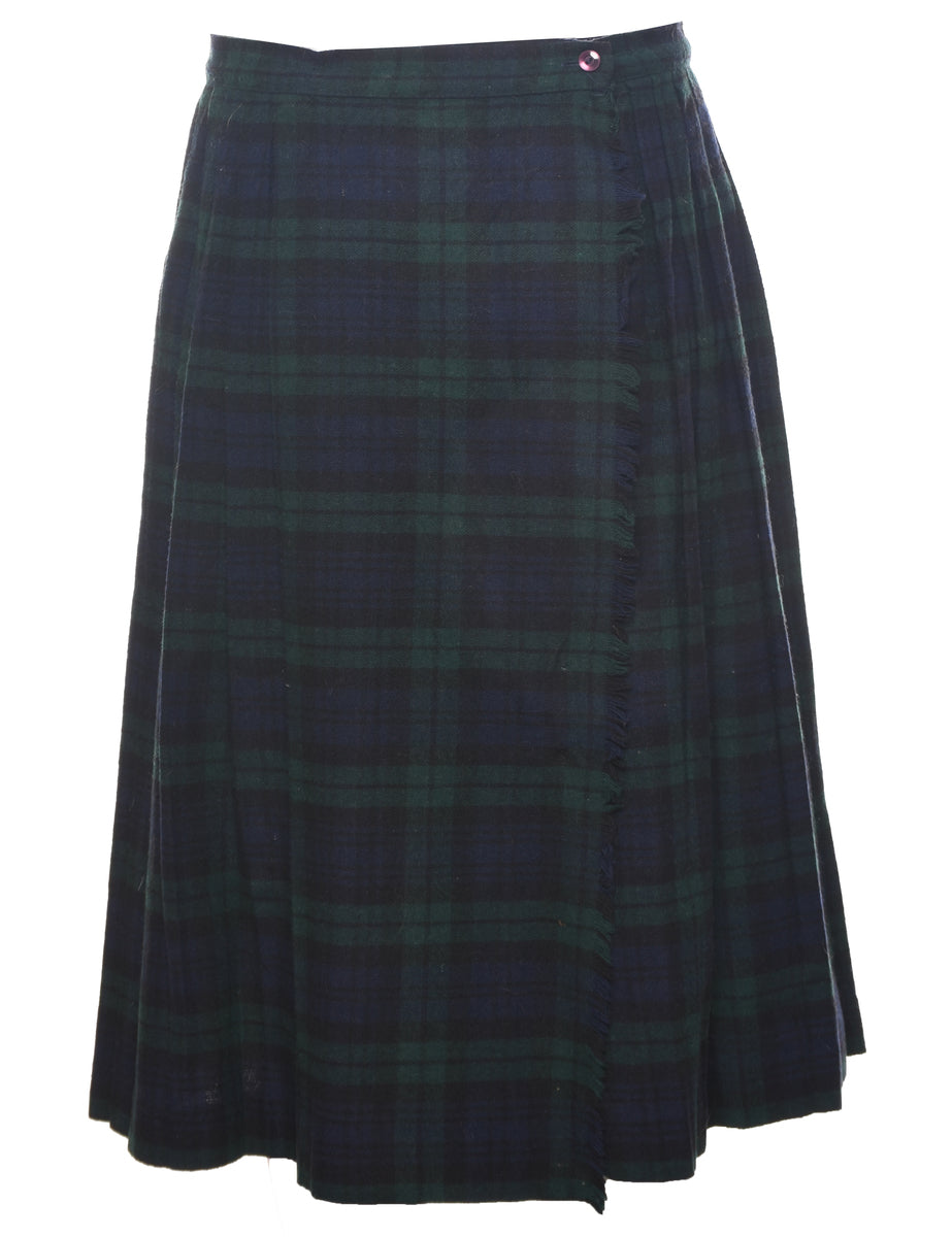 Plaid Pleated Skirt - M