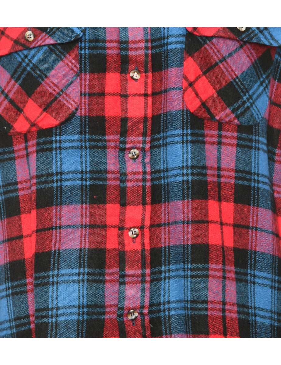 Long Sleeved Red Checked Shirt - L