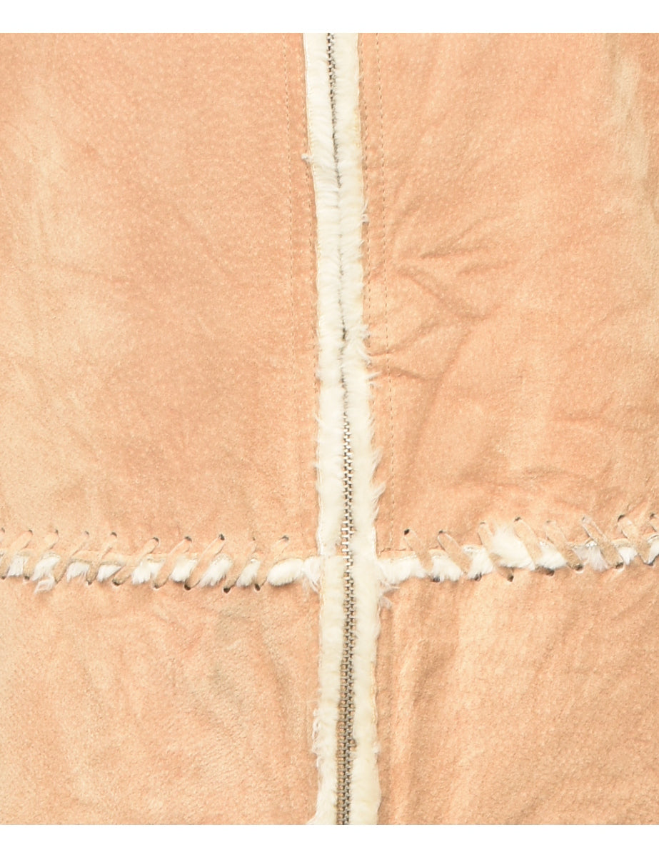 Light Brown Faux Shearling Suede Jacket - XL