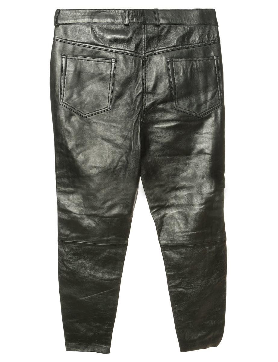 Black Leather Trousers - W34 L28