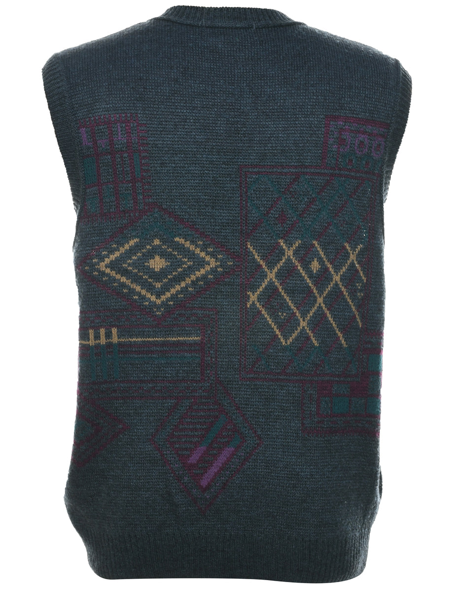 Button Through Sweater Vest - L