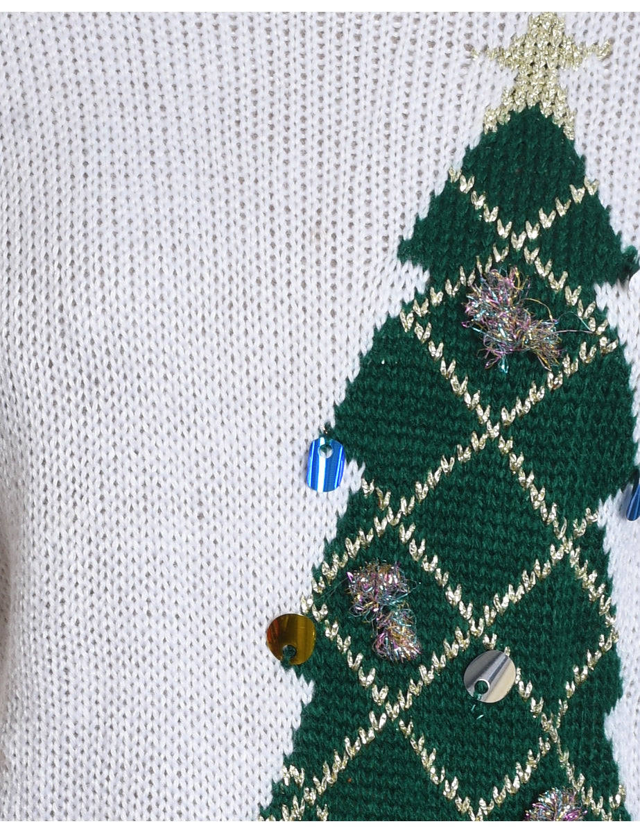Festive Print Christmas Jumper - L