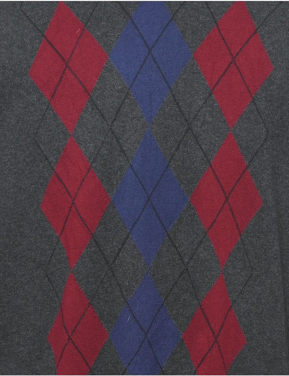 Argyle Dark Grey Jumper - XL