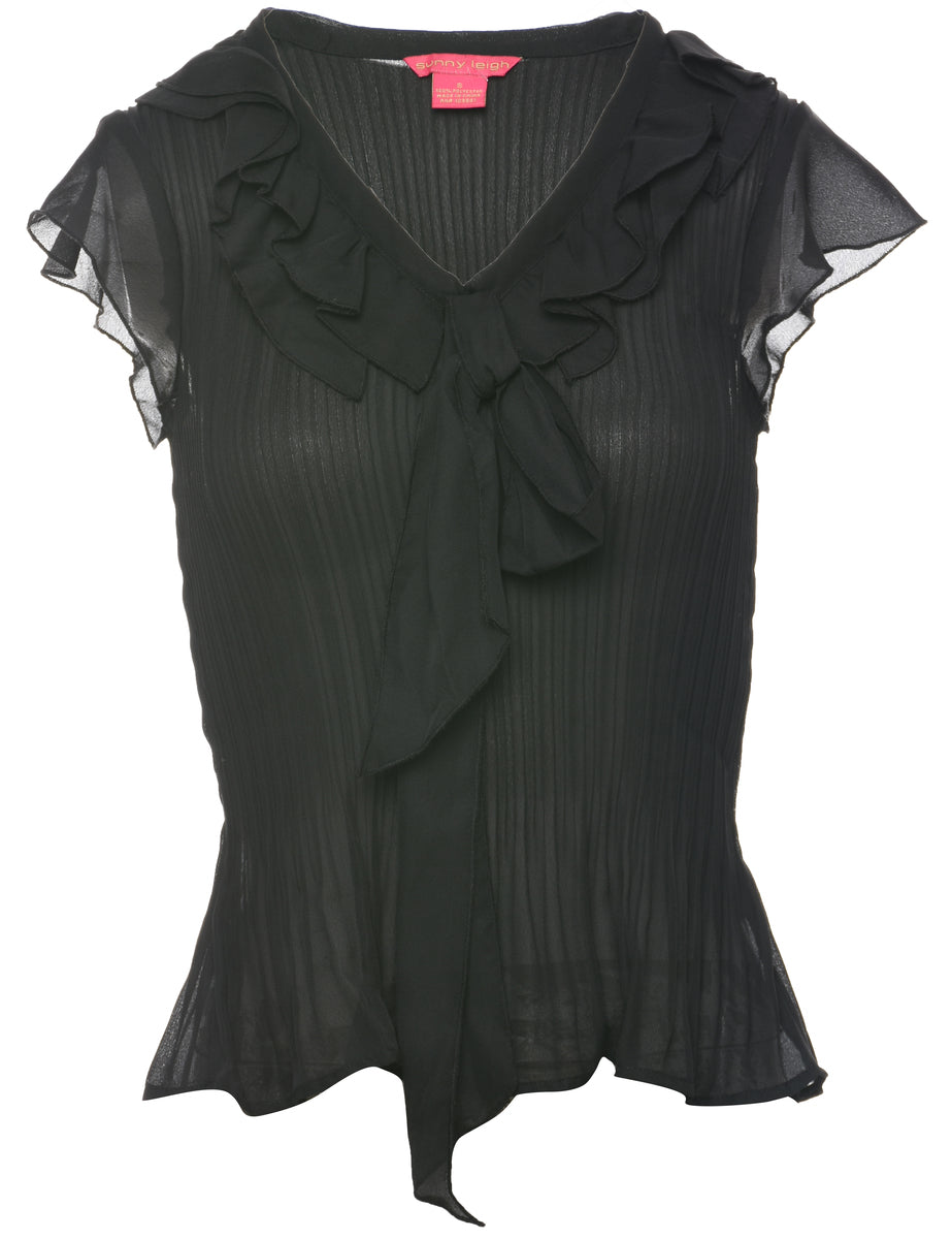 Crinkle Black Top - S