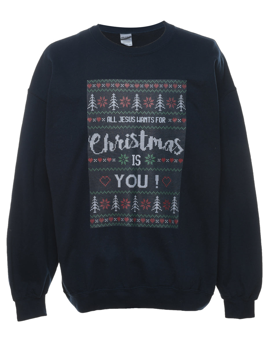 Navy Christmas Sweatshirt - XL