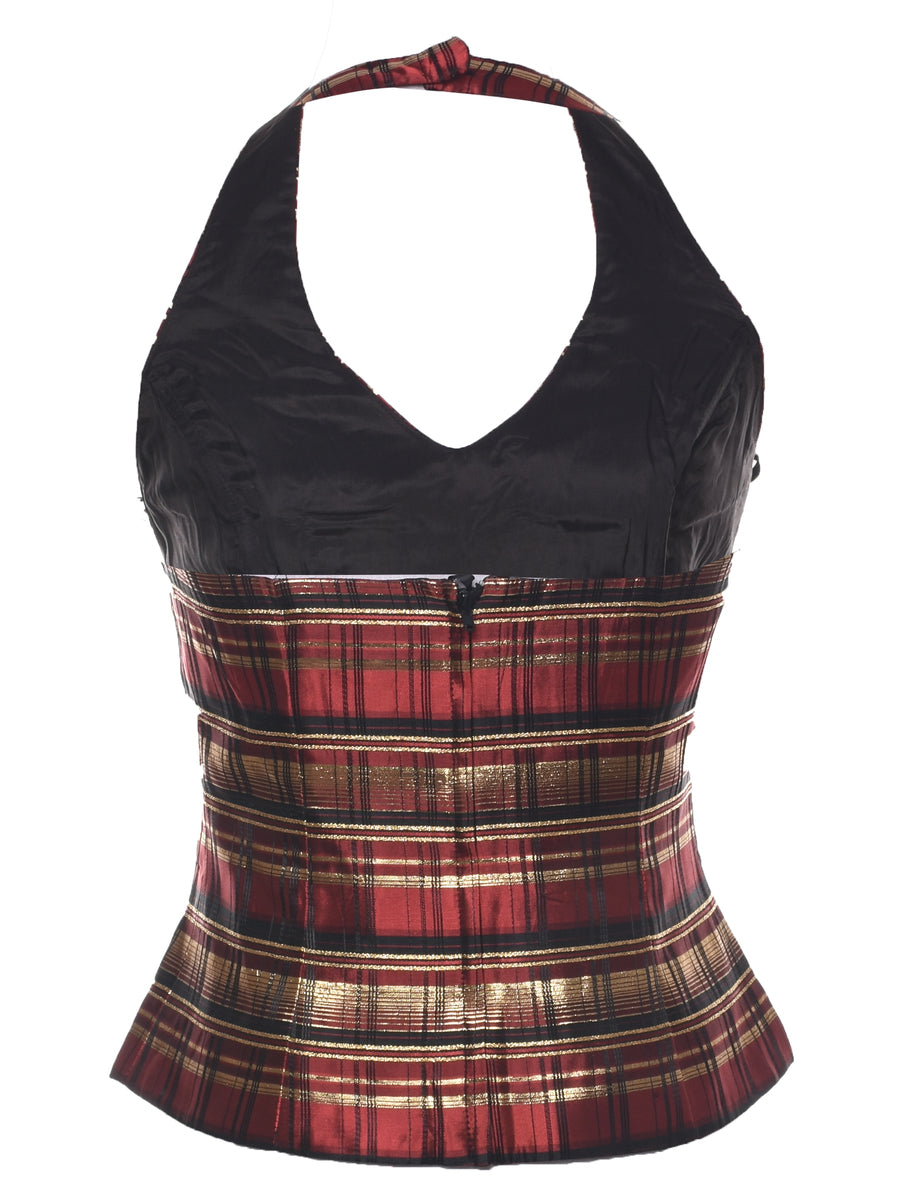 Lurex Checked Pattern Evening Top - XS