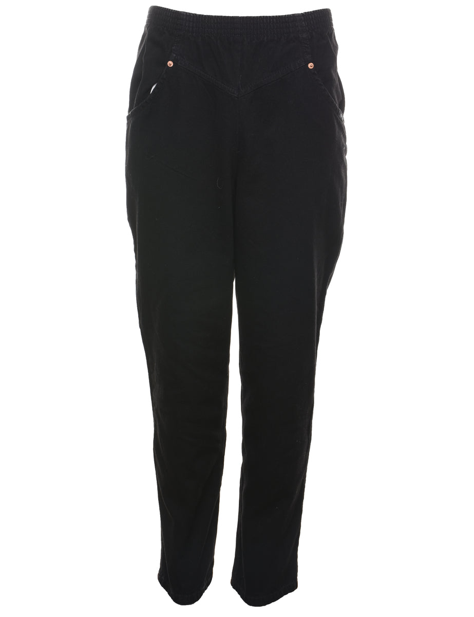 High Waist Black Denim Trousers - W26 L30