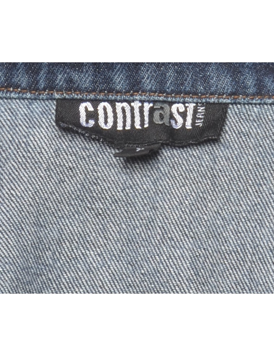 Button Front Denim Jacket - L