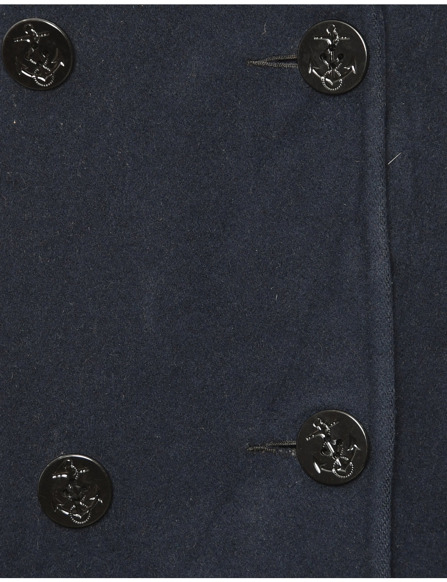 Double Breasted Navy Classic Peacoat - L