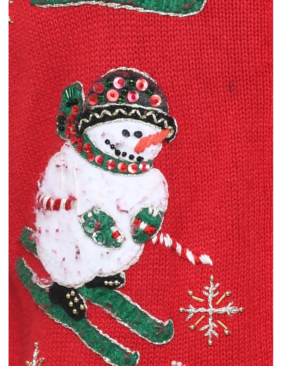Snowman Christmas Cardigan - M