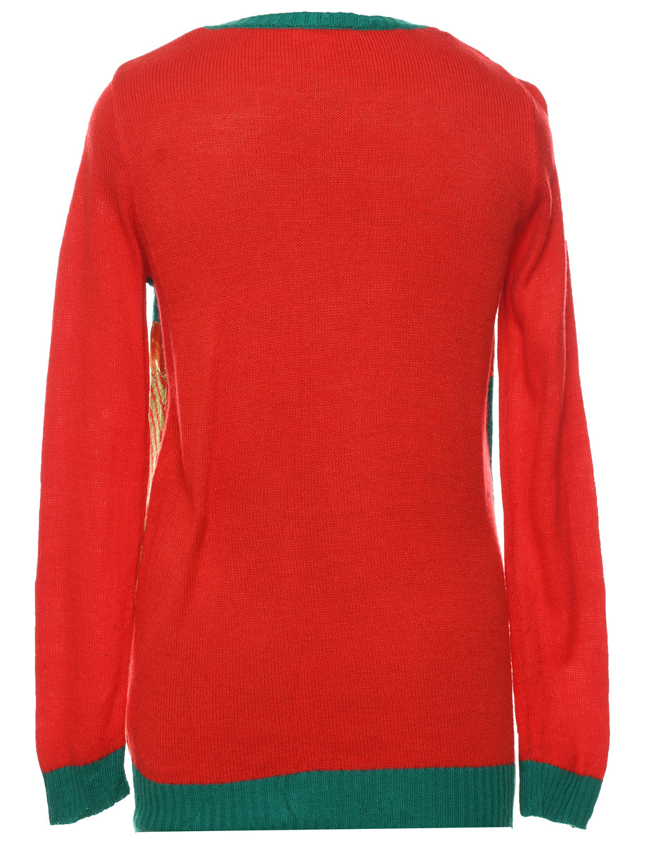 Festive Print Christmas Jumper - M